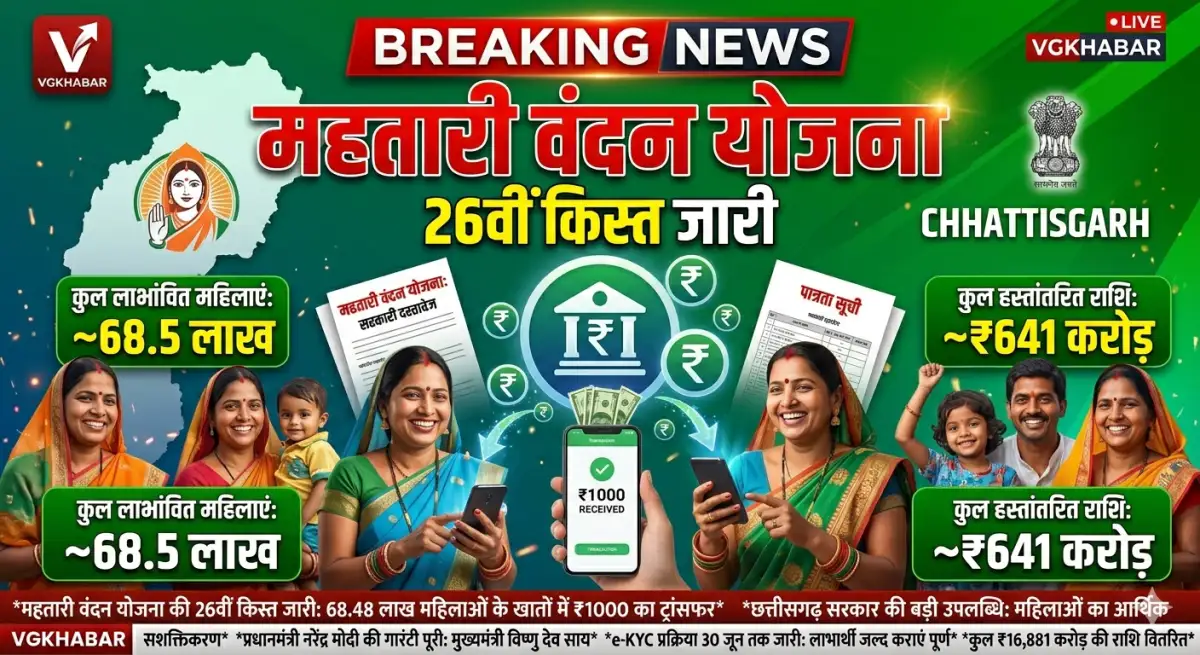 महतारी वंदन योजना की 26वीं किस्त जारी