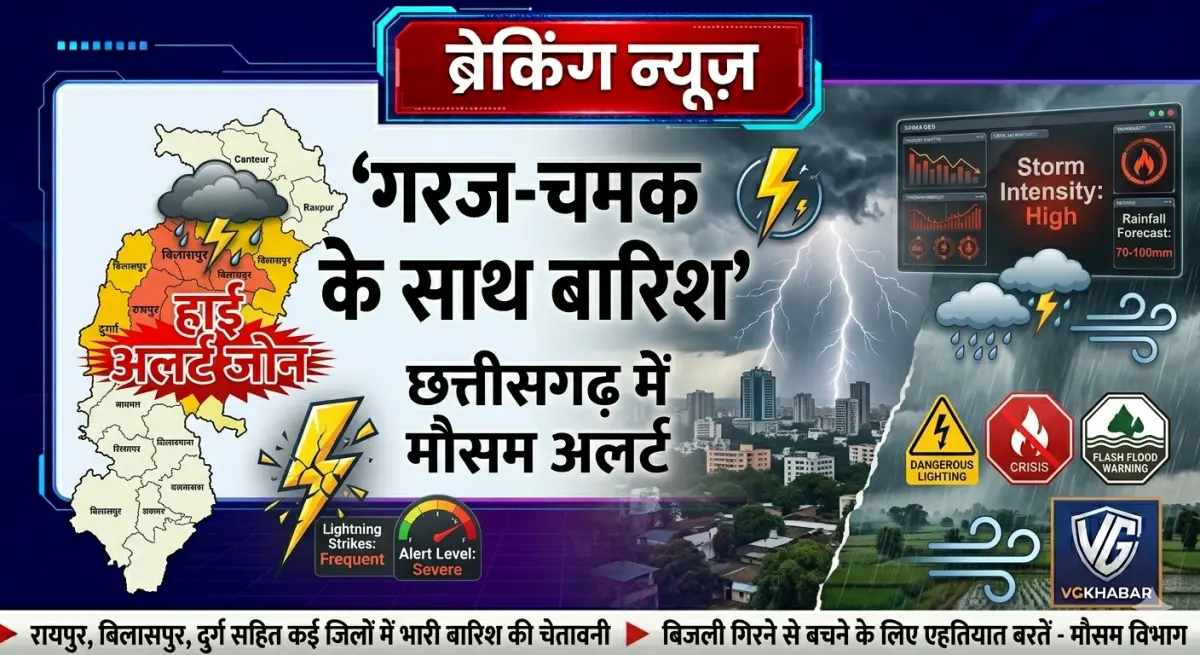 छत्तीसगढ़ में आज गरज-चमक बारिश के आसार