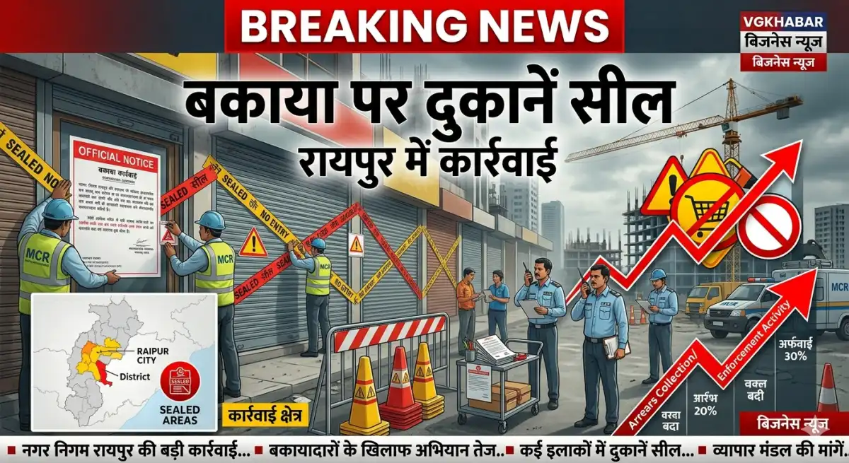 बकाया पर रायपुर में दुकानें सील