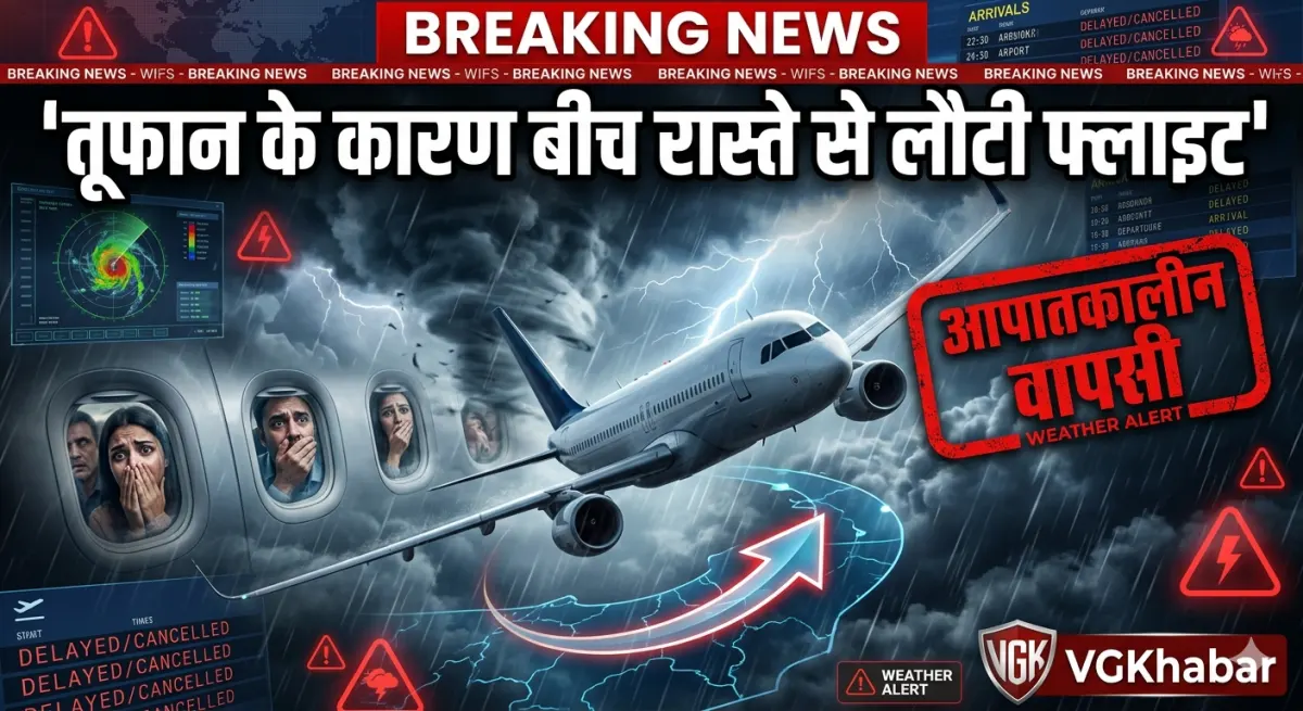 तूफान के कारण बीच रास्ते से लौटी फ्लाइट